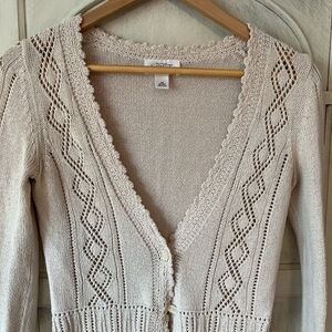 Elegant Loft Cream Knit Cardigan Sweater